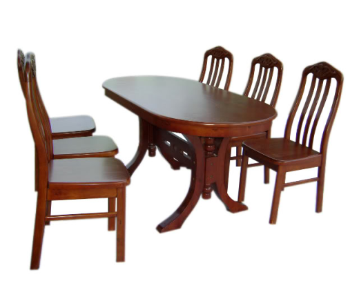 BÀN ĂN GỖ OVAL 6 GHẾ