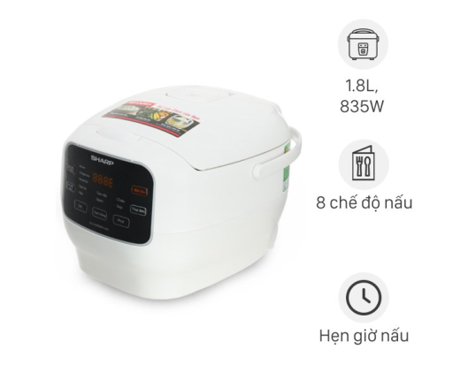 Nồi cơm điện tử Sharp 1.8 lít KS-COM183MV-WH