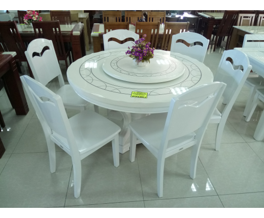 BỘ BÀN ĂN MẶT ĐÁ 3D TRÒN