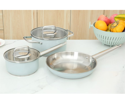 Bộ nồi chảo quánh inox 3 đáy nắp kính Sunhouse SHG608