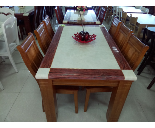 BỘ BÀN ĂN MẶT ĐÁ 6 GHẾ, KT 1.6M