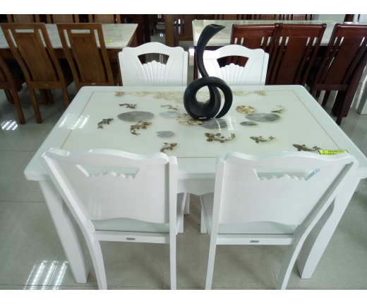BỘ BÀN ĂN MẶT ĐÁ 3D - 4 GHẾ