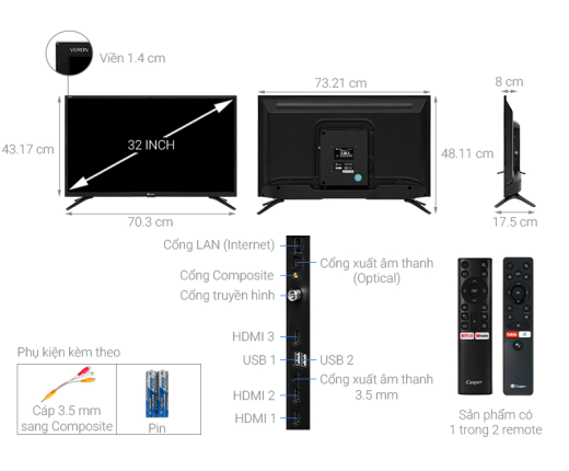 Android Tivi Casper 32 inch 32HG5000