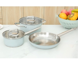 Bộ nồi chảo quánh inox 3 đáy nắp kính Sunhouse SHG608