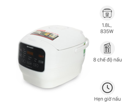 Nồi cơm điện tử Sharp 1.8 lít KS-COM183MV-WH