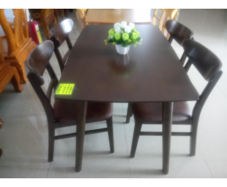 BỘ BÀN ĂN 1.2M 4 GHẾ (GỖ CAO SU) SƠN NÂU