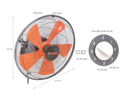 QUẠT TREO BÁN CÔNG NGHIỆP 2 DÂY SENKO TC16