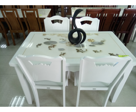 BỘ BÀN ĂN MẶT ĐÁ 3D - 4 GHẾ