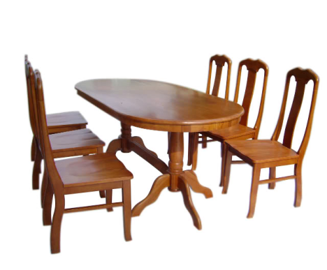 BÀN ĂN GỖ OVAL 6 GHẾ