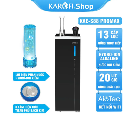 Máy lọc nước nóng lạnh Hydro-ion kiềm Karofi KAE-S88 PROMAX