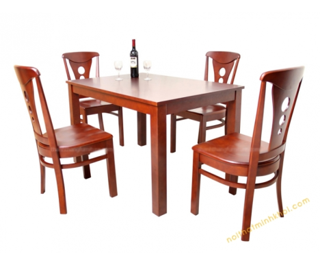 BỘ BÀN ĂN GỖ CAO SU + 4 GHẾ