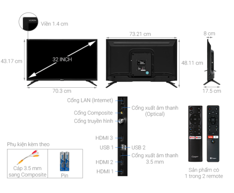 Android Tivi Casper 32 inch 32HG5000